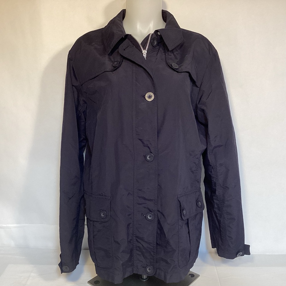 Women’s Lands’ End Navy Blue Rain Jacket size large